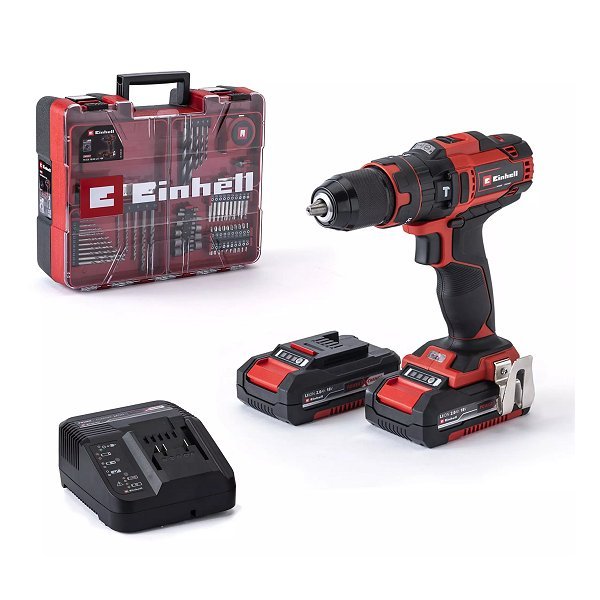 taladro inalambrico + cargador +1 bateria+64 accesorios einhell 4513992
