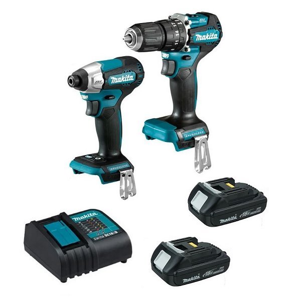 combo taladro + atornillador 18v + bateria + cargador makita dlx2414yx7